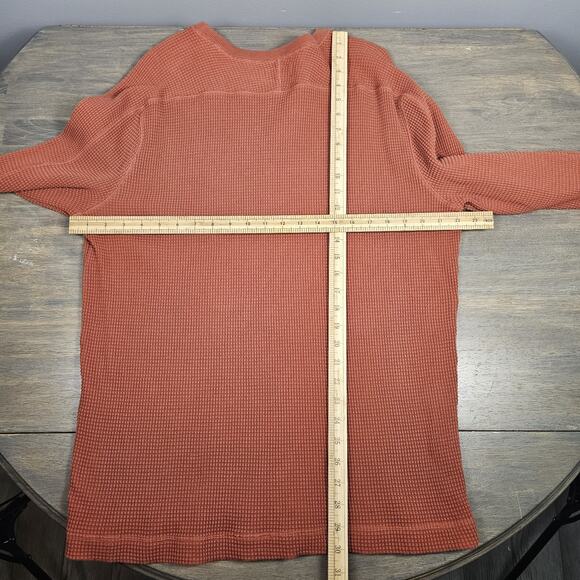 American Giant Waffle Knit Thermal Shirt Rust Orange Long Sleeve Men’s Large USA - Picture 6 of 7